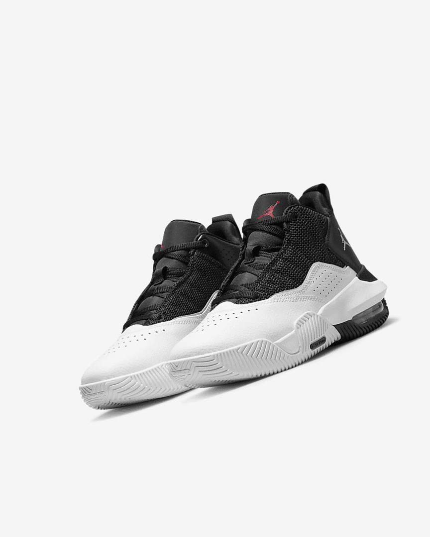 Black / White / Metal Silver / Red Nike Jordan Stay Loyal Boys' Basketball Shoes | CA_5399