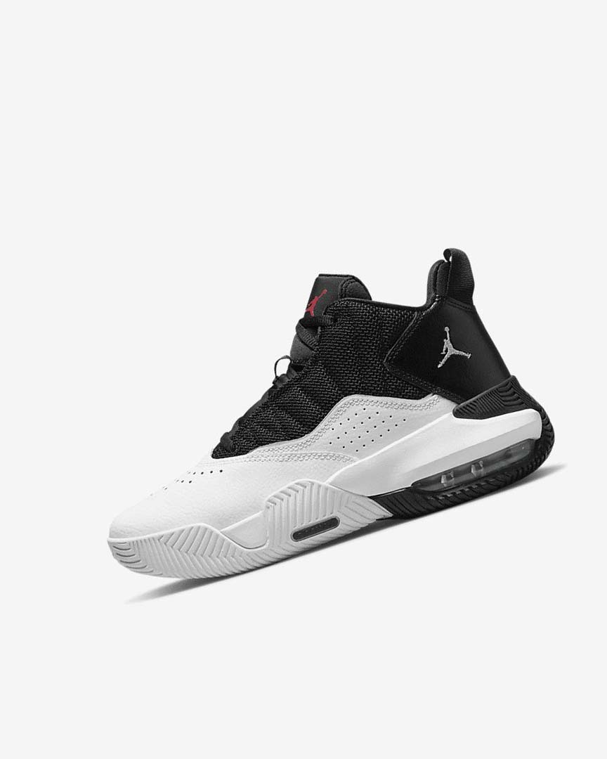 Black / White / Metal Silver / Red Nike Jordan Stay Loyal Boys\' Basketball Shoes | CA_5399