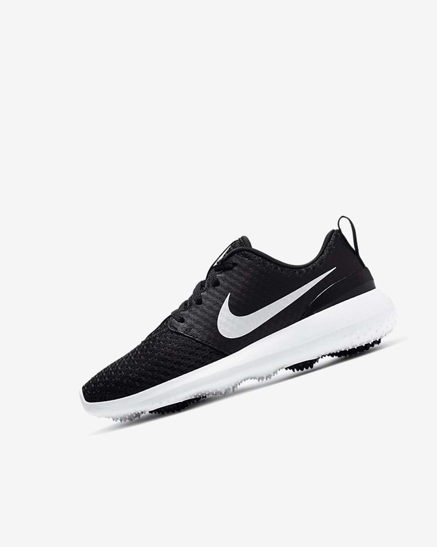 Black / White / Metal White Nike Roshe G Jr. Girls\' Golf Shoes | CA_2516