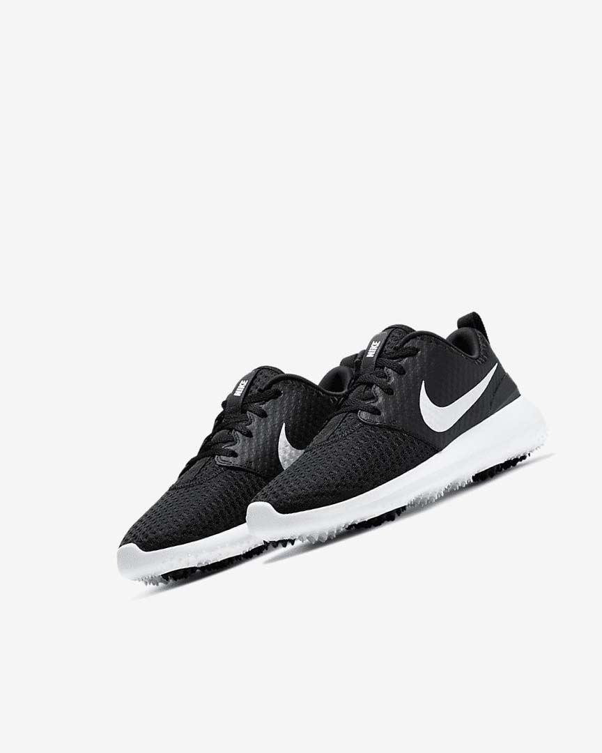 Black / White / Metal White Nike Roshe G Jr. Boys' Golf Shoes | CA_2549
