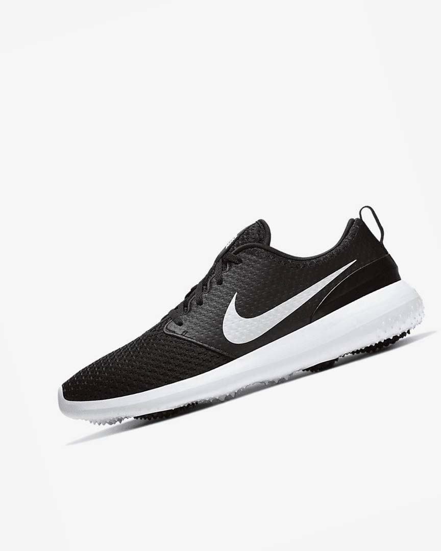 Black / White / Metal White Nike Roshe G Men\'s Golf Shoes | CA_4925