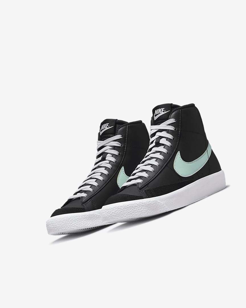 Black / White / Mint Nike Blazer Mid '77 Girls' Sneakers | CA_3168