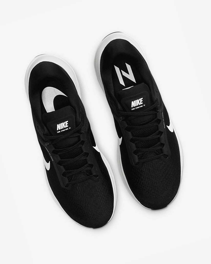 Black / White Nike Air Zoom Structure 24 Men's Running Shoes | CA_2391