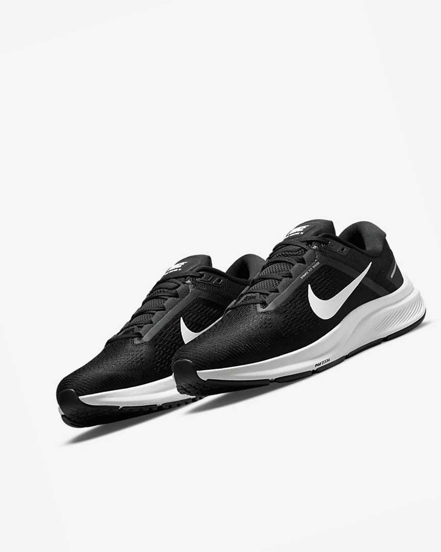 Black / White Nike Air Zoom Structure 24 Men's Running Shoes | CA_2391