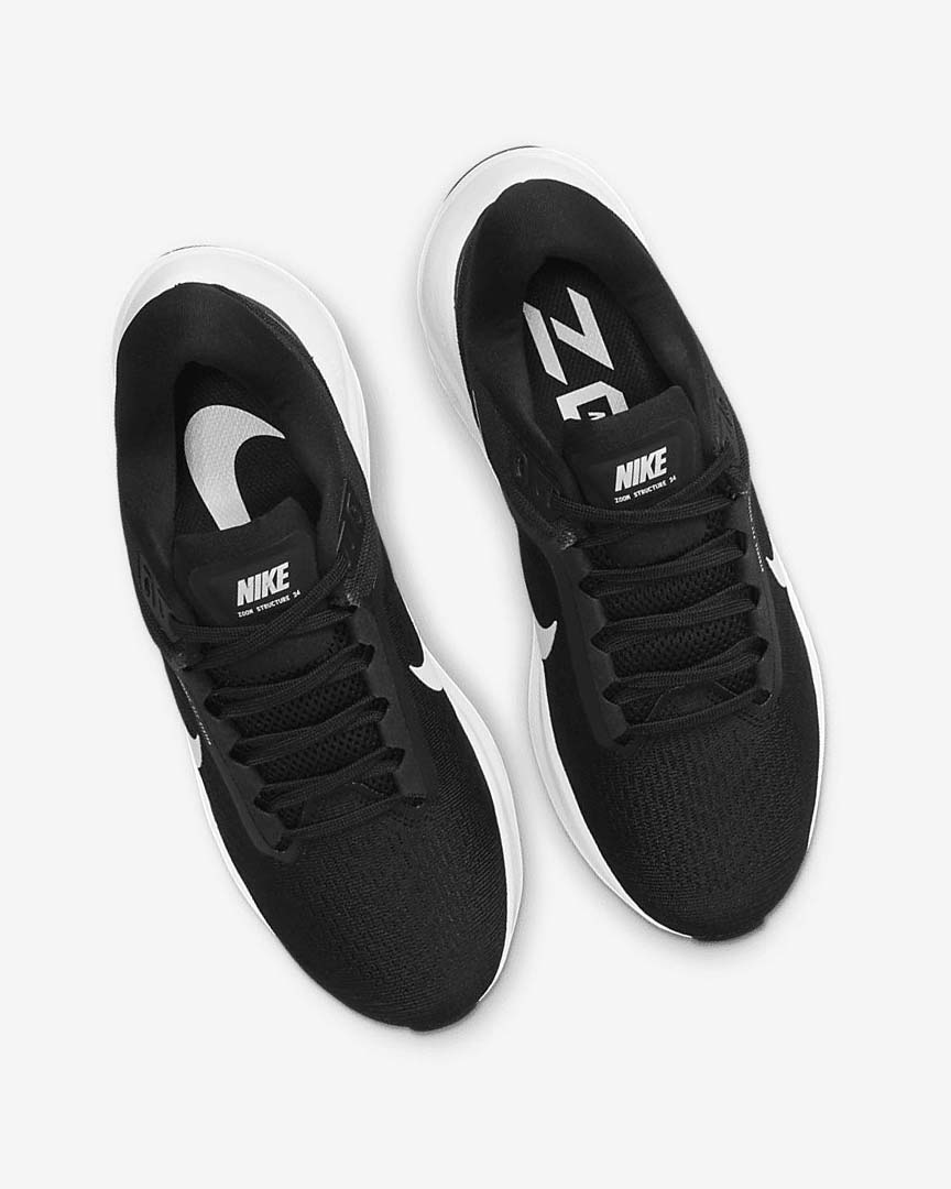 Black / White Nike Air Zoom Structure 24 Women's Running Shoes | CA_2767