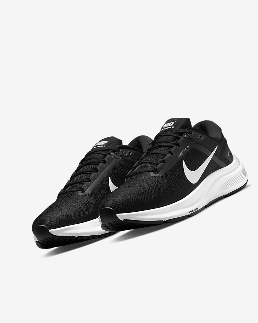 Black / White Nike Air Zoom Structure 24 Women's Running Shoes | CA_2767