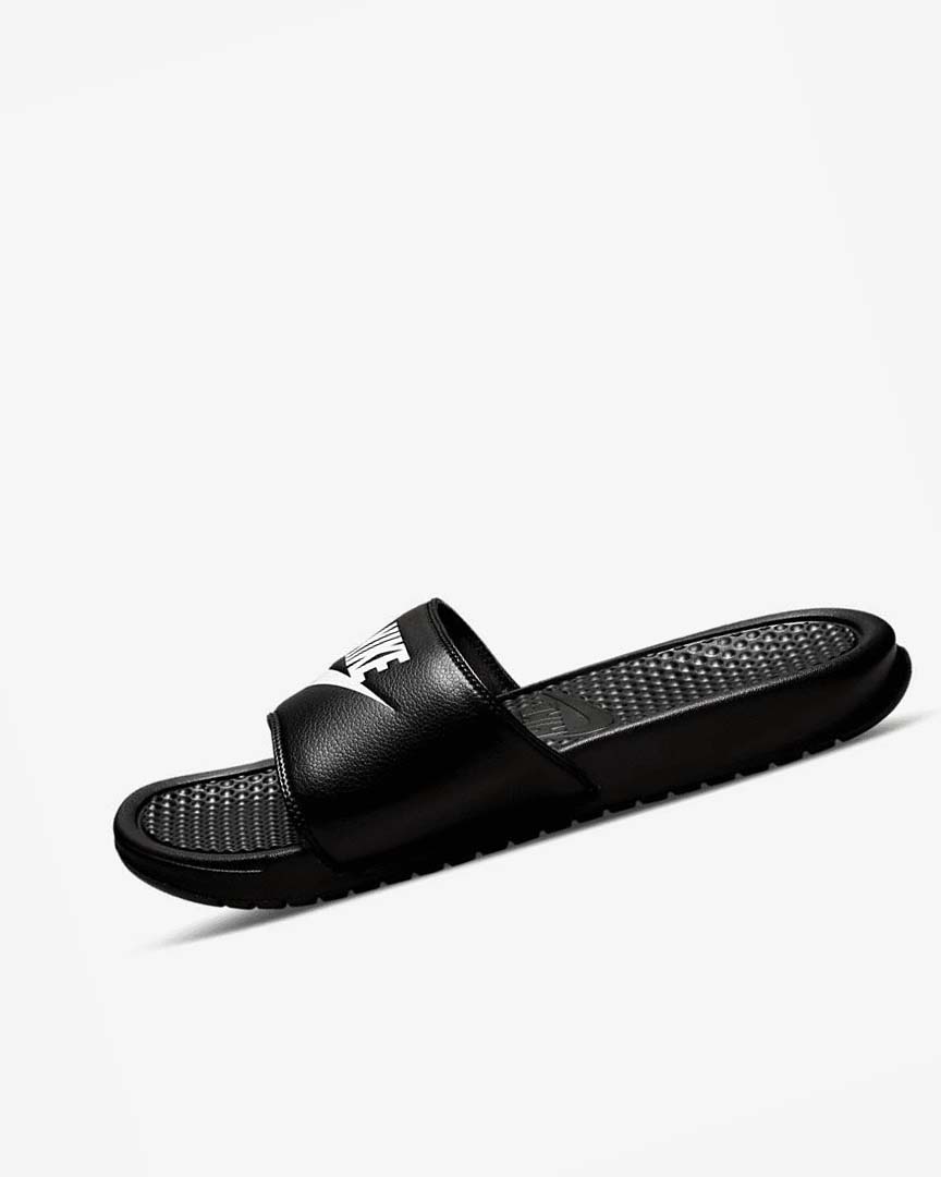 Black / White Nike Benassi JDI Men\'s Slides | CA_4938
