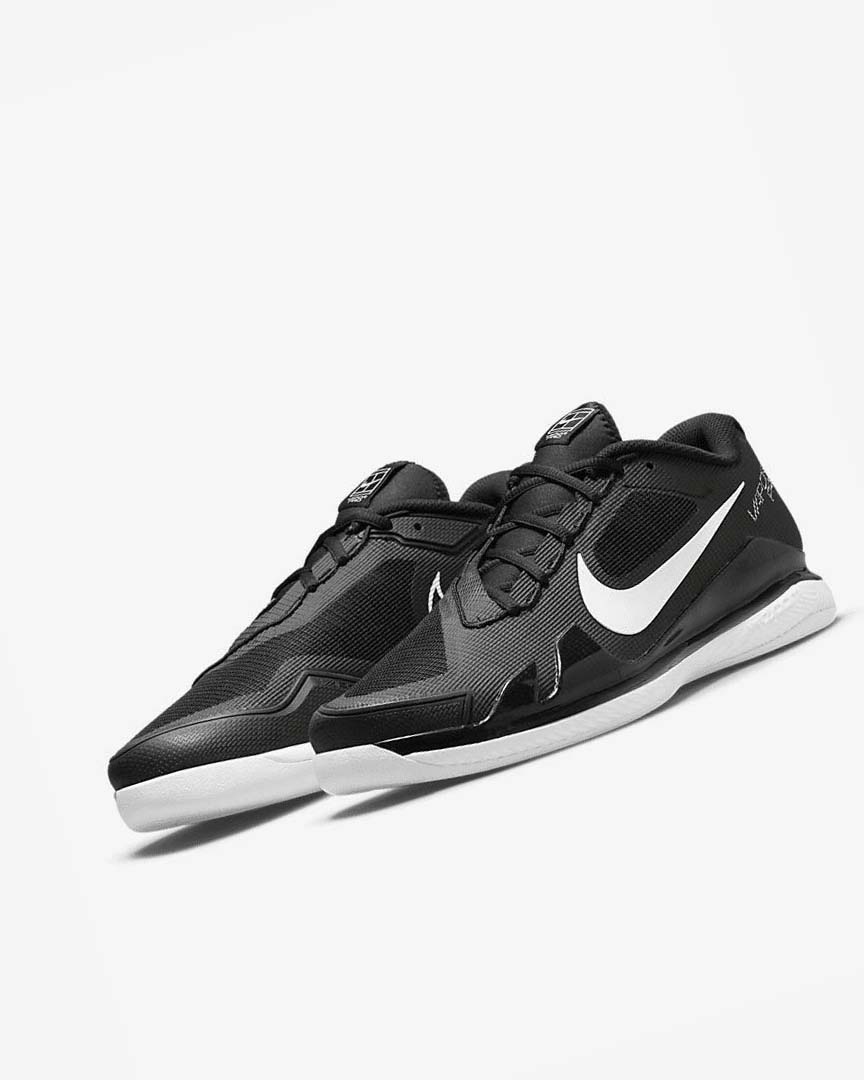 Black / White Nike Court Air Zoom Vapor Pro Men's Tennis Shoes | CA_4978