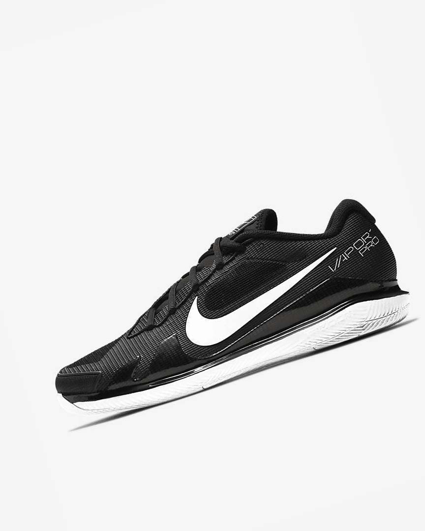 Black / White Nike Court Air Zoom Vapor Pro Men\'s Tennis Shoes | CA_5188