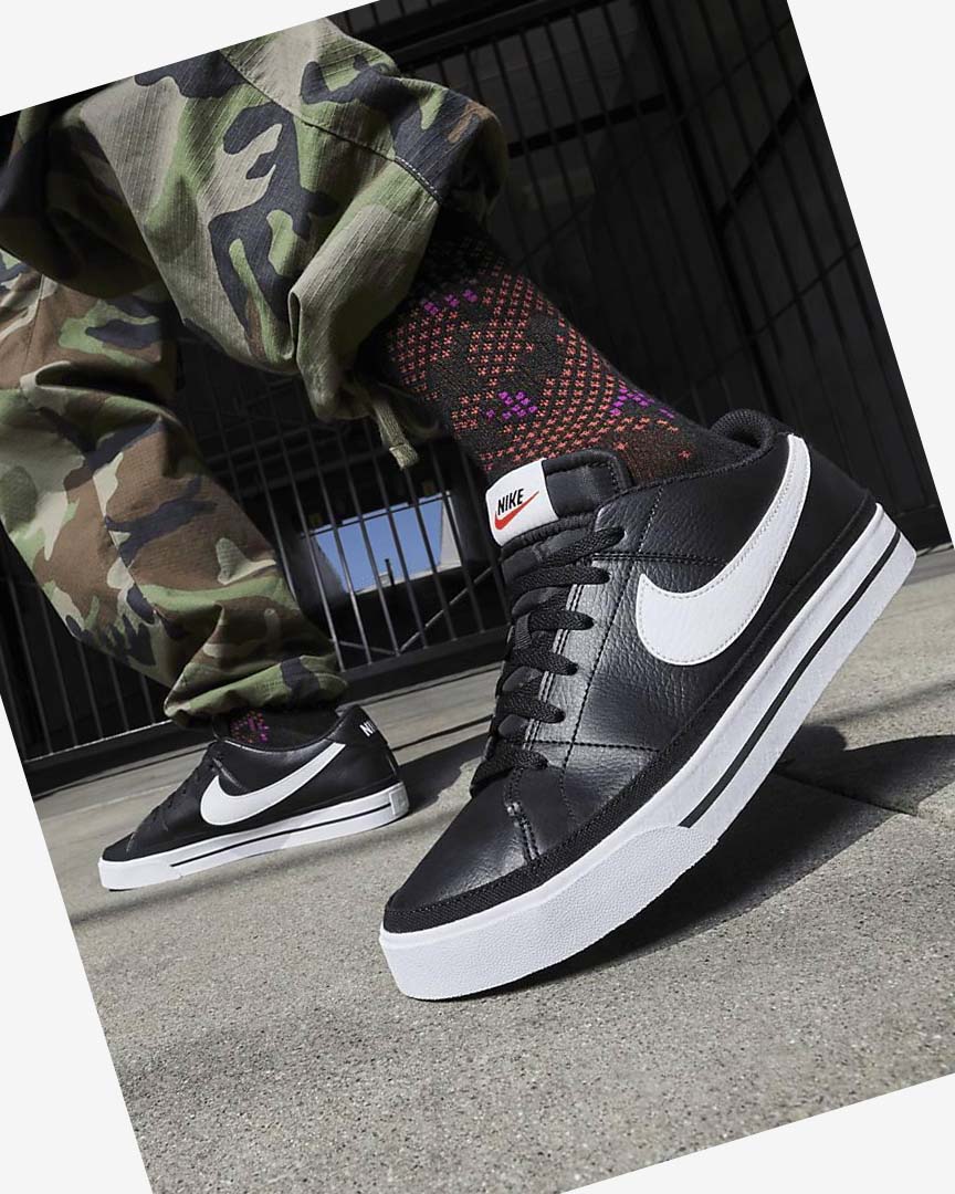 Black / White Nike Court Legacy Men's Sneakers | CA_3189