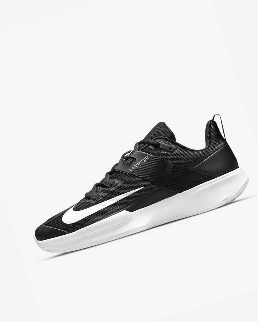 Black / White Nike Court Vapor Lite Men\'s Tennis Shoes | CA_5190
