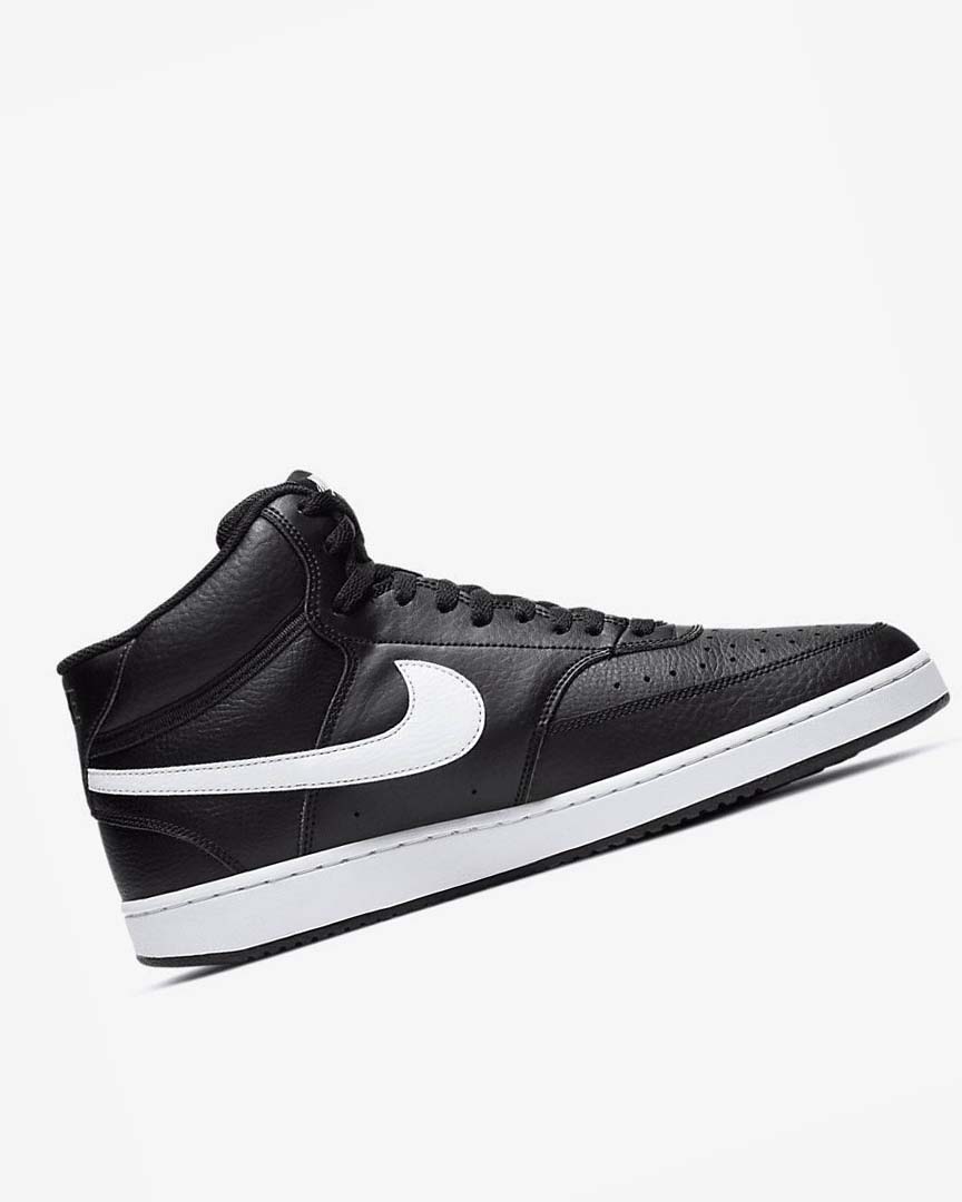 Black / White Nike Court Vision Mid Men's Sneakers | CA_5388