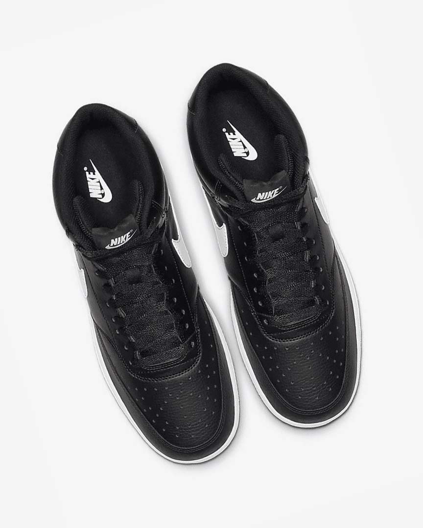 Black / White Nike Court Vision Mid Men's Sneakers | CA_5388