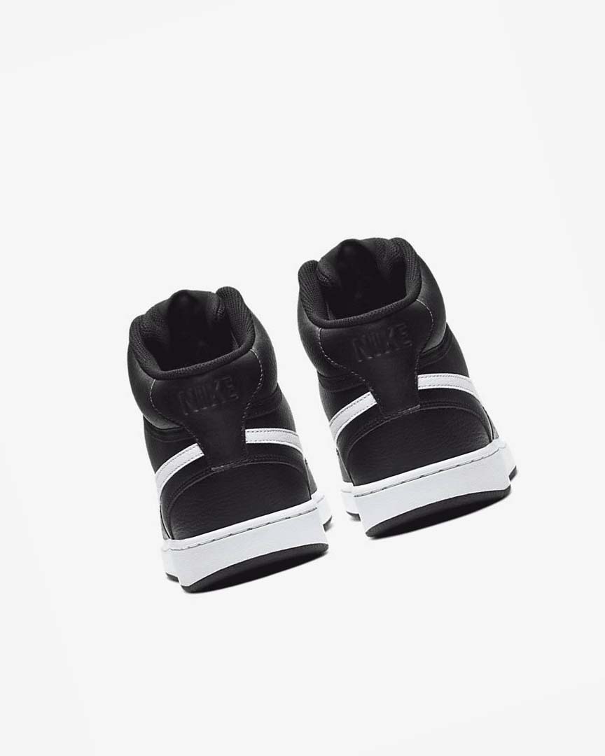 Black / White Nike Court Vision Mid Men's Sneakers | CA_5388
