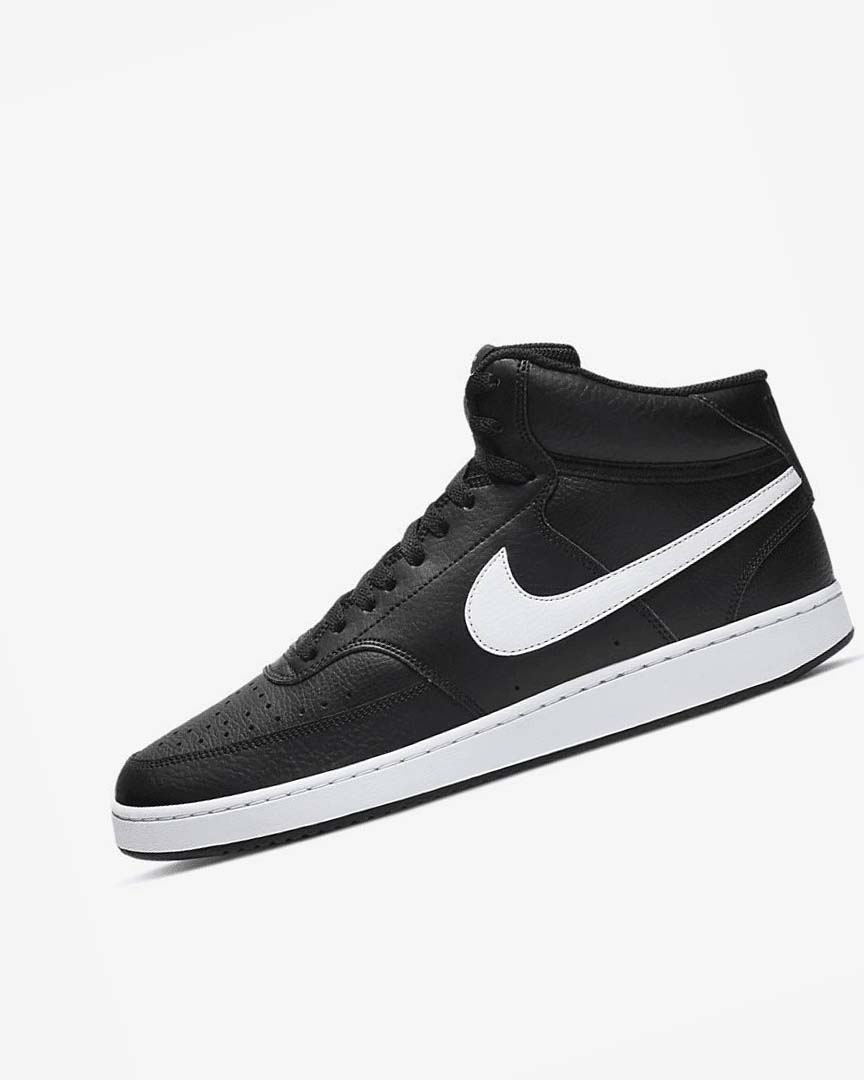 Black / White Nike Court Vision Mid Men\'s Sneakers | CA_5388