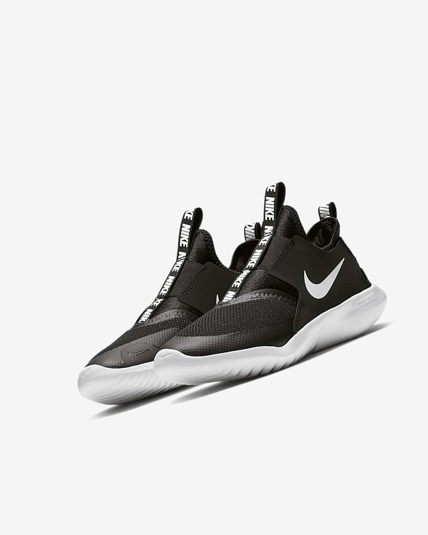 Black / White Nike Flex Runner Girls' Running Shoes | CA_3259
