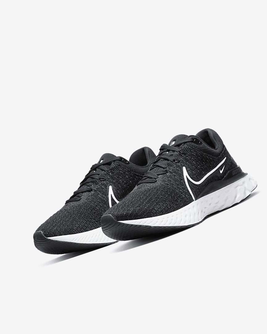 Black / White Nike React Infinity Run Flyknit 3 Women's Running Shoes | CA_4866