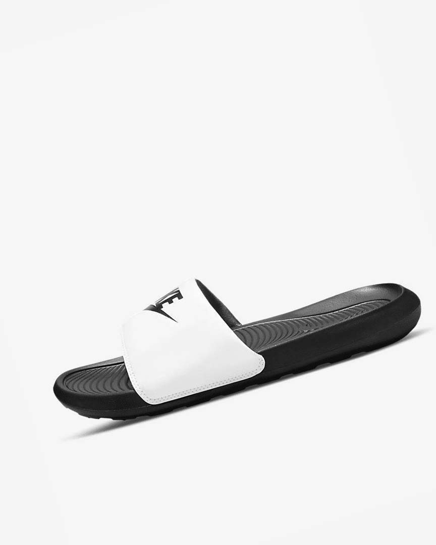 Black / White Nike Victori One Men\'s Slides | CA_2338