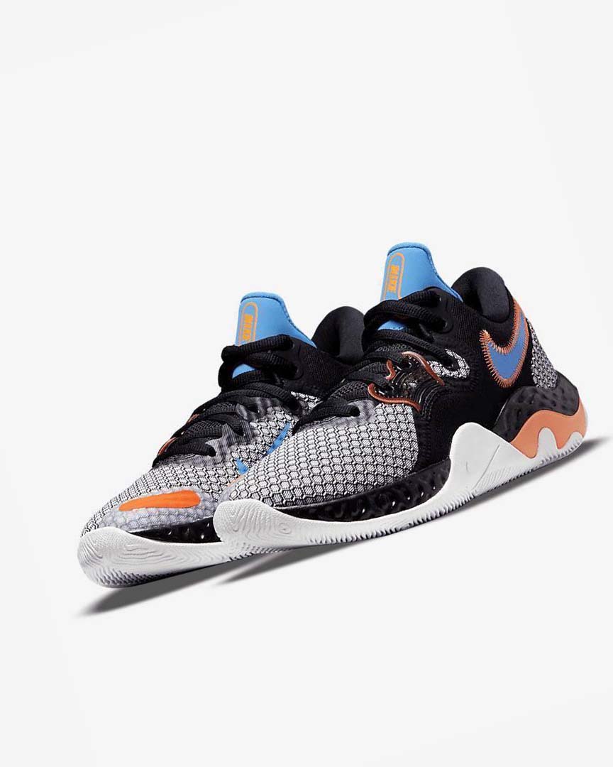 Black / White / Orange / Light Blue Nike Renew Elevate 2 Men's Basketball Shoes | CA_1169