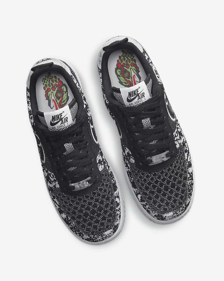 Black / White / Platinum / Black Nike Air Force 1 Crater Flyknit Next Nature Men's Sneakers | CA_4622