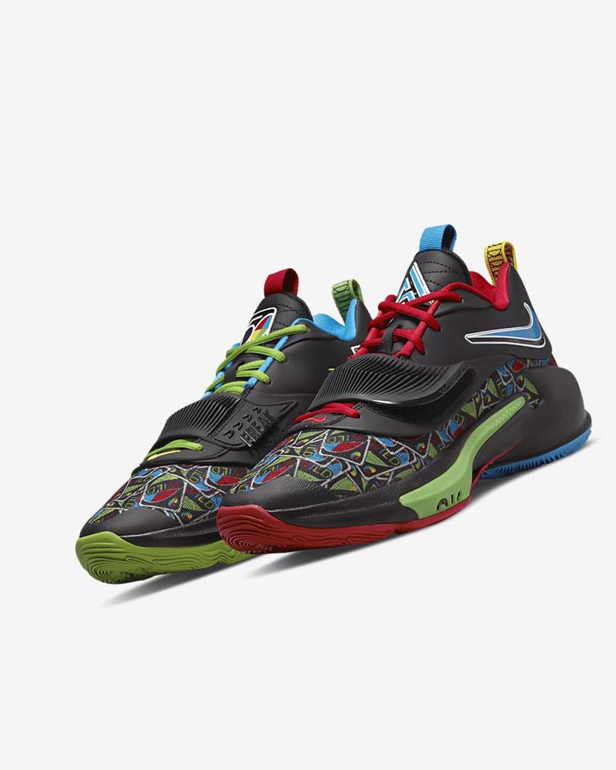 Black / White / Red / Green Nike Zoom Freak 3 Women's Basketball Shoes | CA_3008