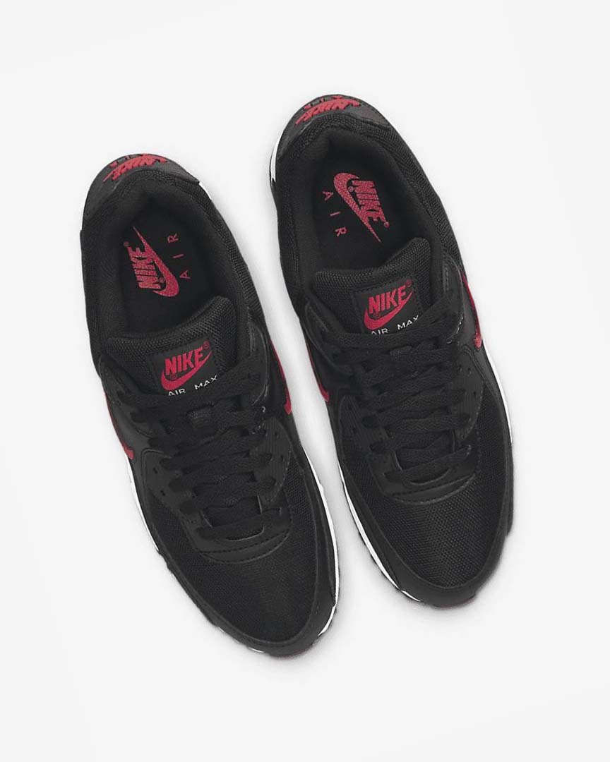 Black / White / Red Nike Air Max 90 Men's Casual Shoes | CA_2703