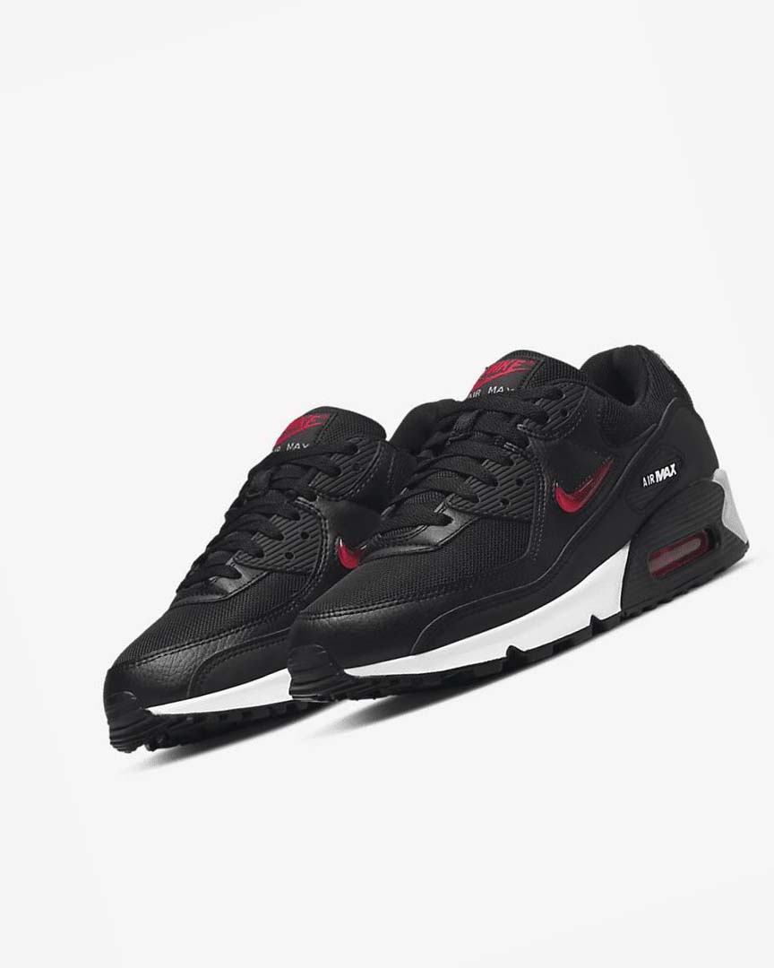 Black / White / Red Nike Air Max 90 Men's Casual Shoes | CA_2703