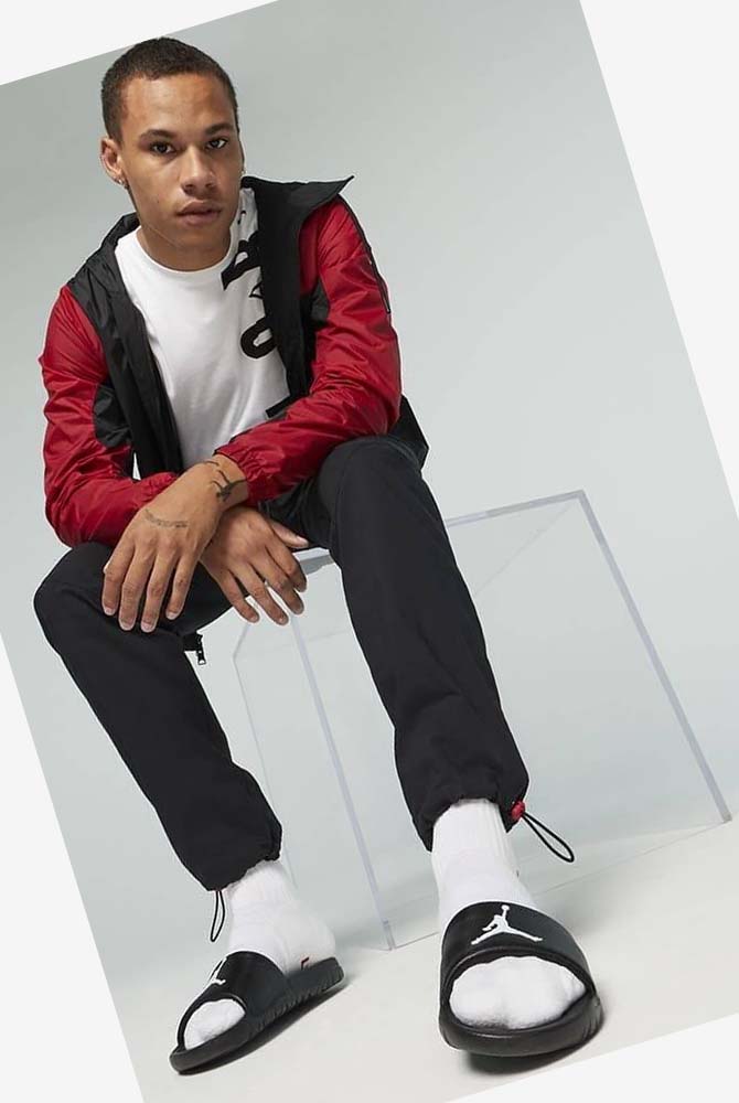 Black / White / Red Nike Jordan Break Men's Slides | CA_5017