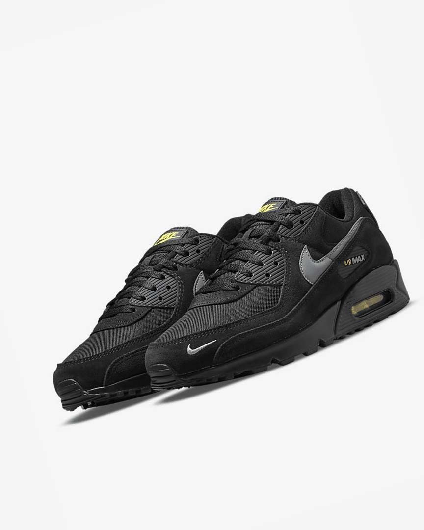 Black / Yellow / Metal Grey Nike Air Max 90 Men's Casual Shoes | CA_3253