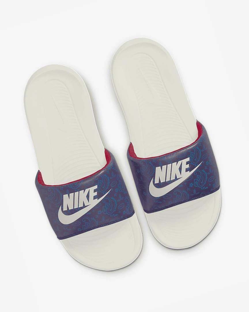 Blue / Dark Blue / Red Nike Victori One Men's Slides | CA_5066