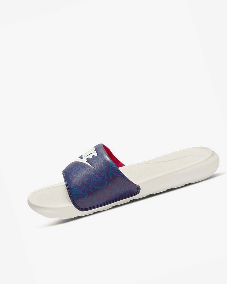 Blue / Dark Blue / Red Nike Victori One Men\'s Slides | CA_5066