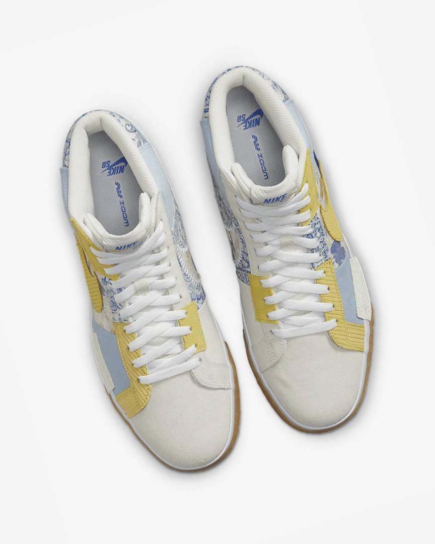 Blue / Grey / Yellow Nike SB Zoom Blazer Mid PRM Men's Skate Shoes | CA_4507