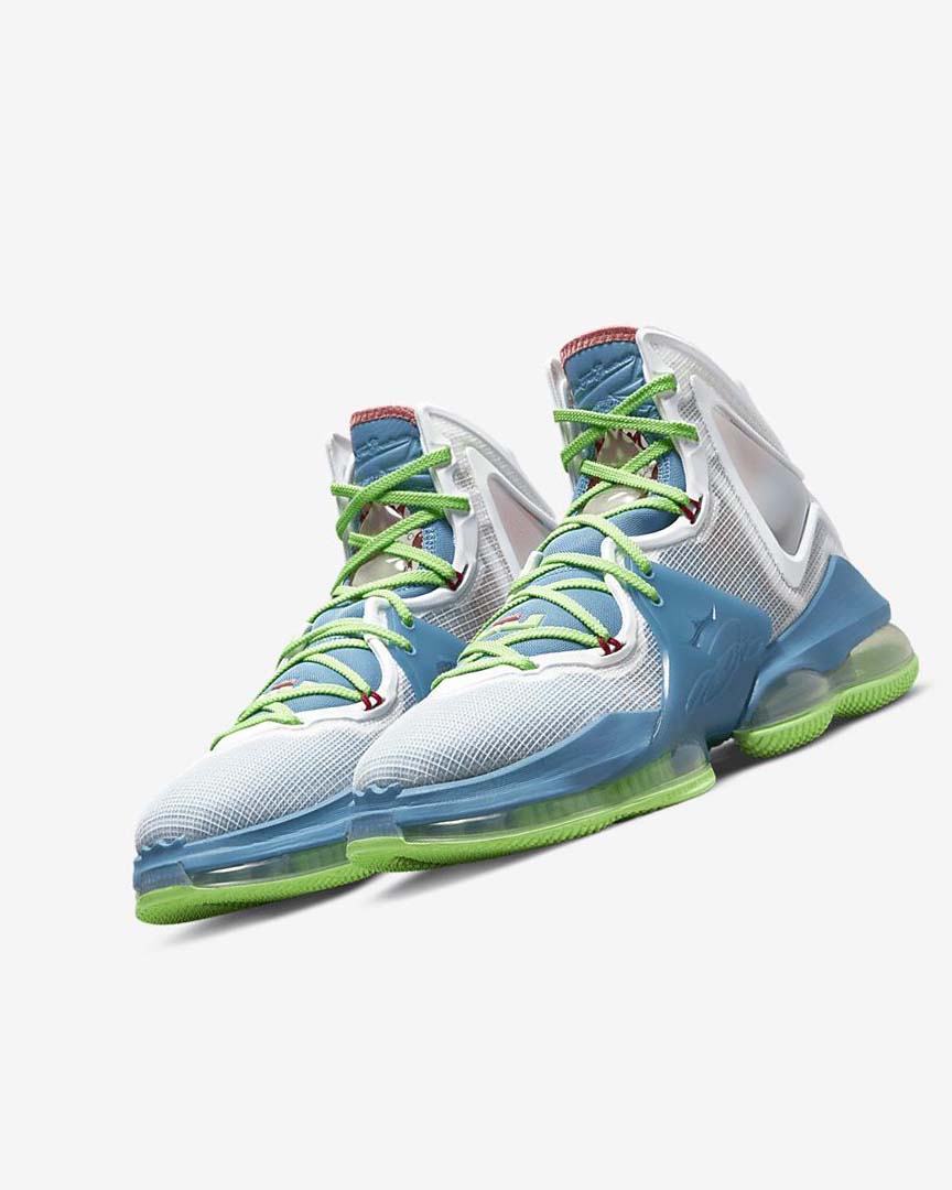 Blue / Light Green / White / Burgundy Nike LeBron 19 Women's Basketball Shoes | CA_2680