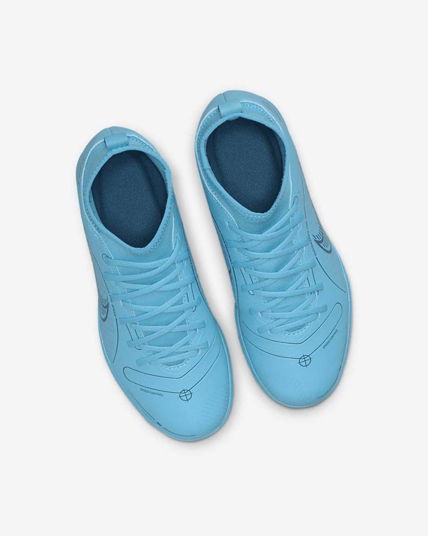Blue / Orange Nike Jr. Mercurial Superfly 8 Club IC Girls' Soccer Shoes | CA_1114