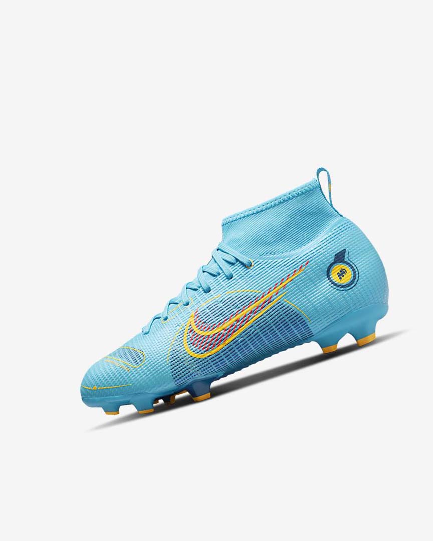 Blue / Orange Nike Jr. Mercurial Superfly 8 Pro FG Boys\' Soccer Cleats | CA_2314