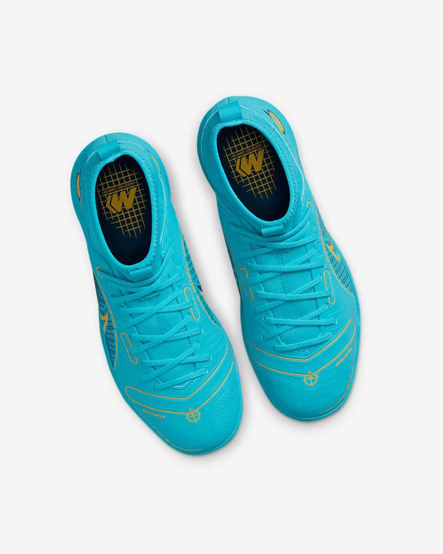 Blue / Orange Nike Jr. Mercurial Superfly 8 Academy IC Girls' Soccer Shoes | CA_5482