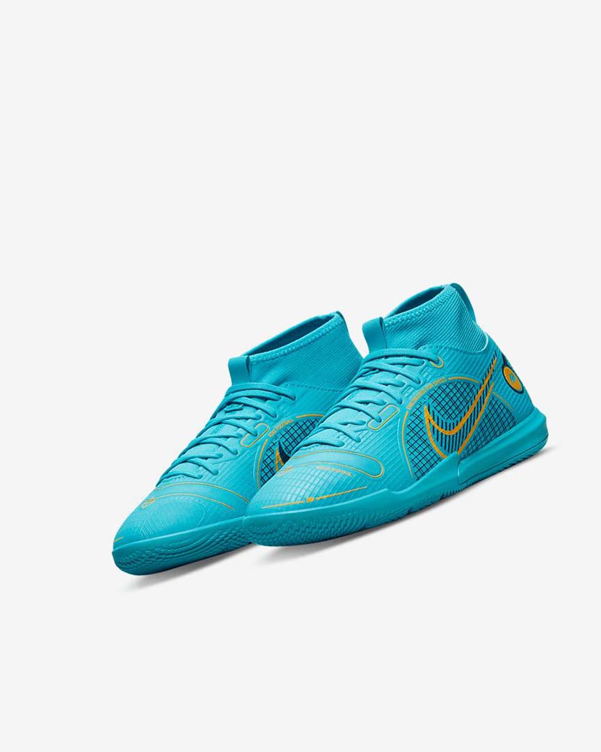 Blue / Orange Nike Jr. Mercurial Superfly 8 Academy IC Girls' Soccer Shoes | CA_5482