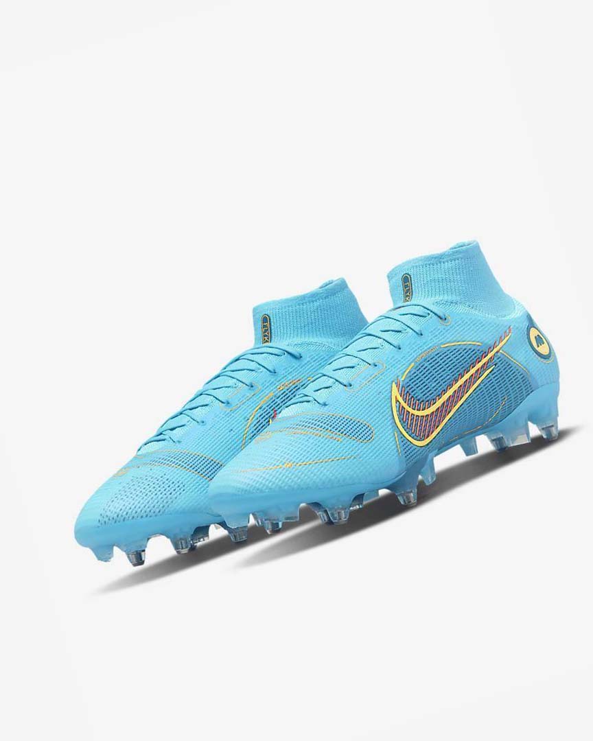 Blue / Orange Nike Mercurial Superfly 8 Elite SG-PRO Anti-Clog Traction Men's Soccer Cleats | CA_5414