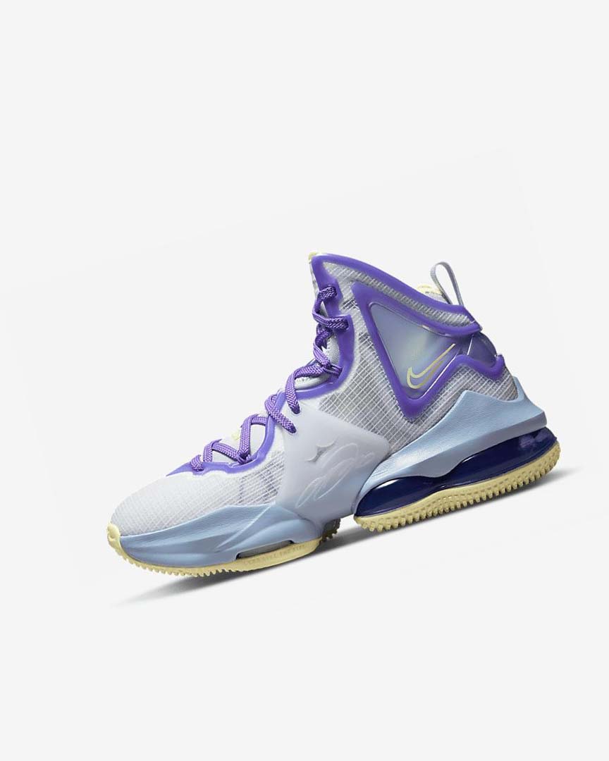 Blue / Purple Nike LeBron 19 Girls\' Basketball Shoes | CA_2657