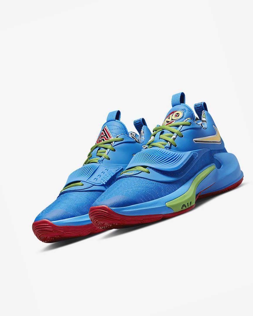 Blue / Red Nike Zoom Freak 3 Men's Basketball Shoes | CA_5193
