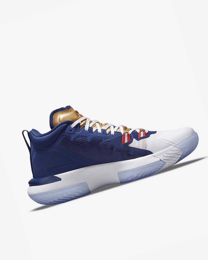 Blue / White / Metal Gold Nike Zion 1 Men's Basketball Shoes | CA_2943