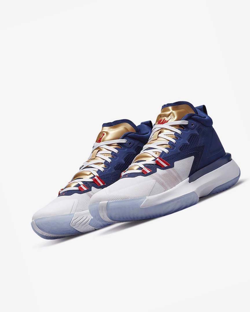 Blue / White / Metal Gold Nike Zion 1 Men's Basketball Shoes | CA_2943