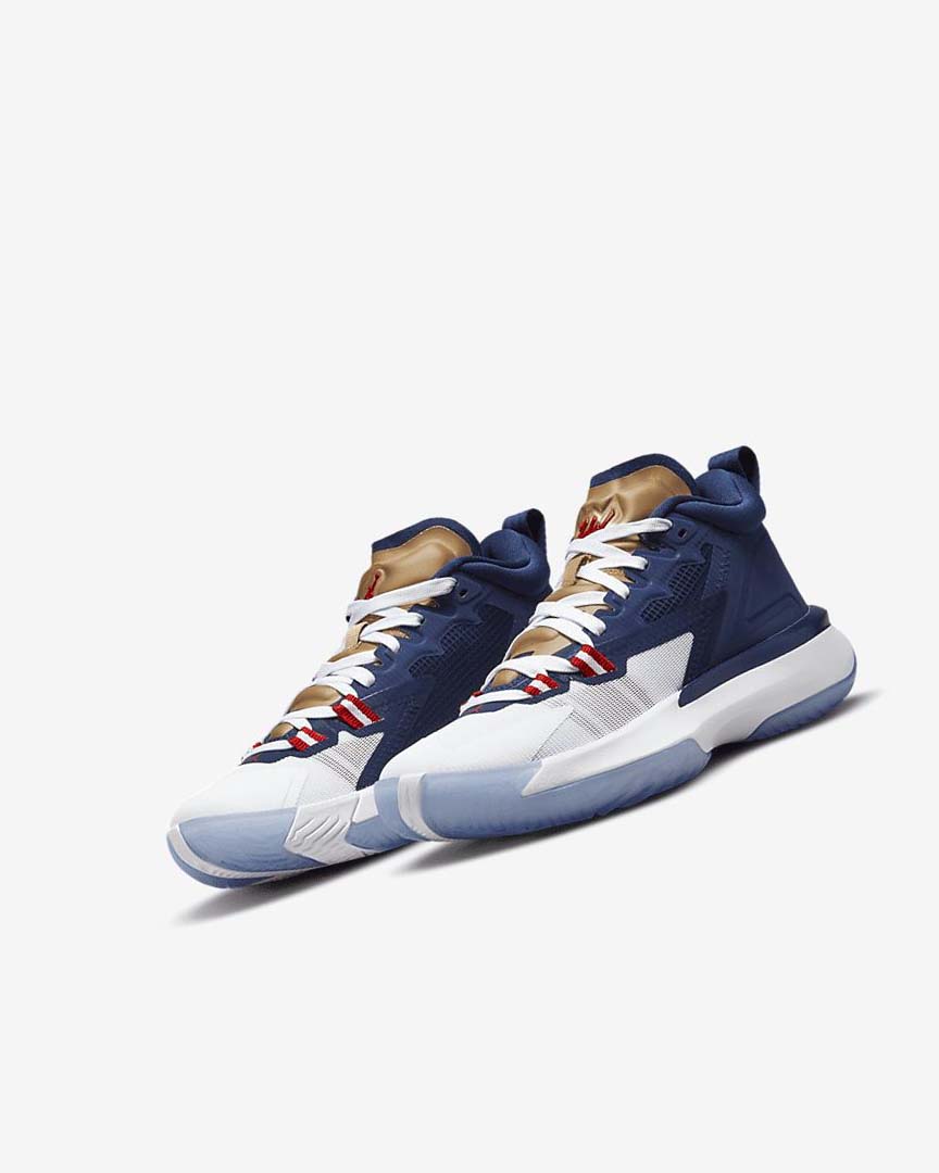 Blue / White / Metal Gold / Red Nike Zion 1 Boys' Basketball Shoes | CA_1178