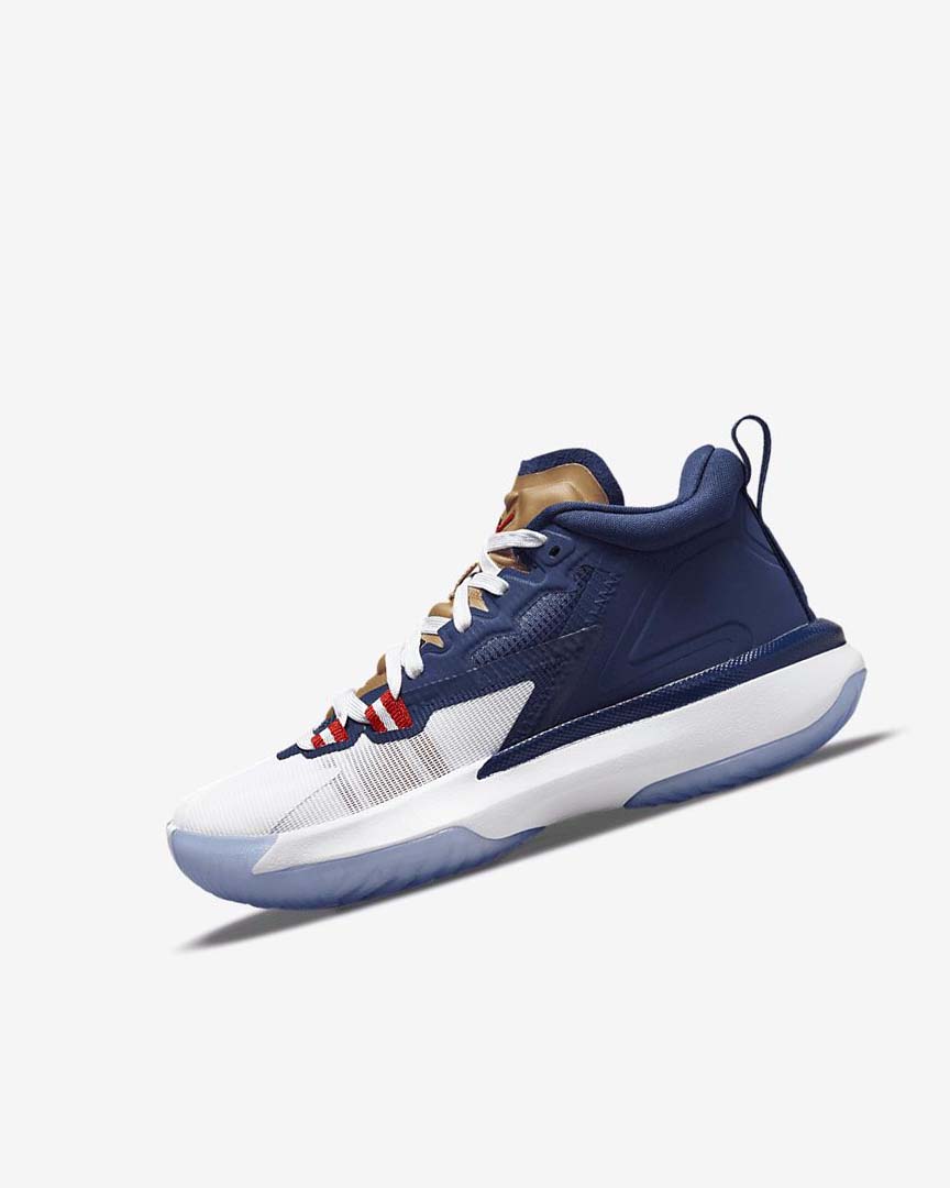 Blue / White / Metal Gold / Red Nike Zion 1 Boys\' Basketball Shoes | CA_1178