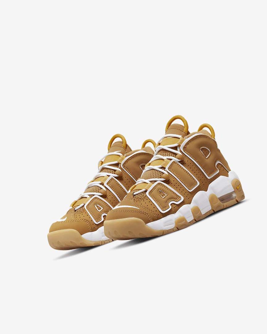 Brown / Light Brown / White Nike Air More Uptempo Boys' Basketball Shoes | CA_5384