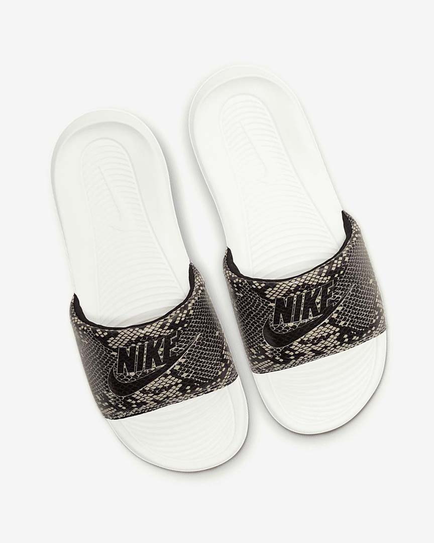 Brown / White / Black Nike Victori One Women's Slides | CA_4624