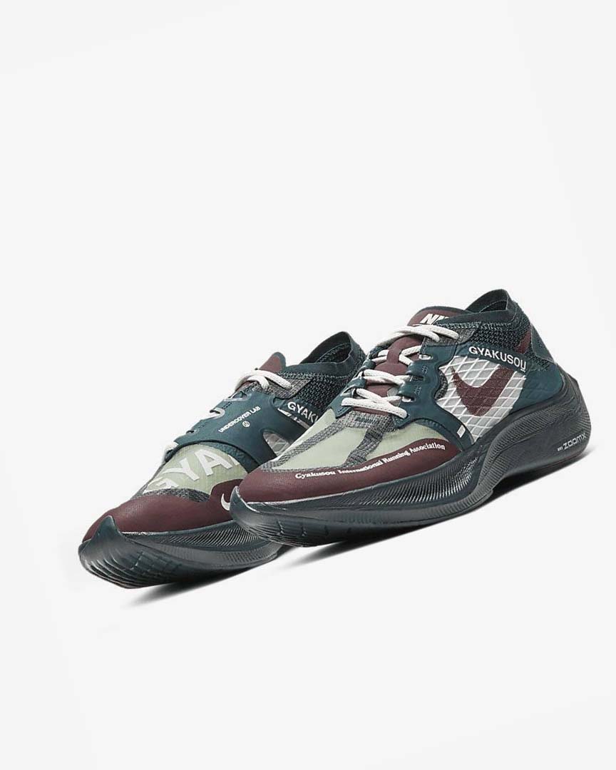 Burgundy / Green Nike ZoomX Vaporfly Next% x Gyakusou Men's Running Shoes | CA_2453