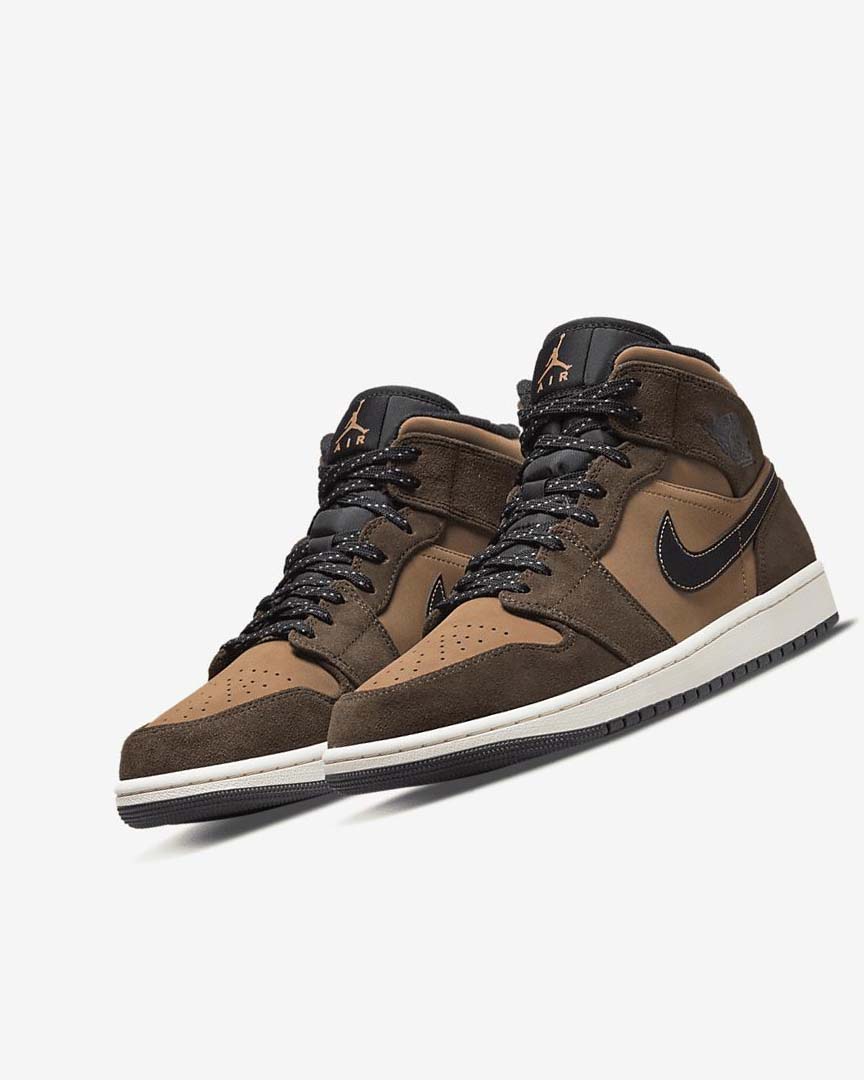 Dark Chocolate / Brown / Black / Red Nike Air Jordan 1 Mid SE Men's Sneakers | CA_5580