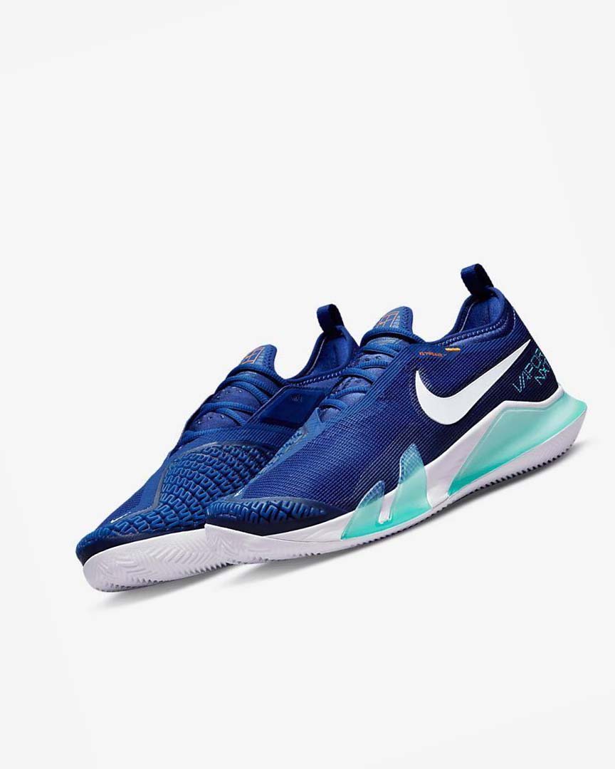 Deep Royal Blue / Turquoise / Orange / White Nike Court React Vapor NXT Men's Tennis Shoes | CA_2390