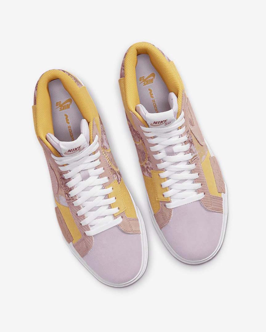 Gold / White Nike SB Zoom Blazer Mid PRM Women's Skate Shoes | CA_4497